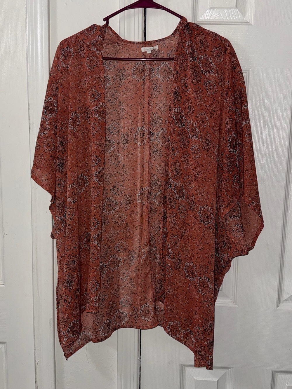 Maurices Rust Floral Sheer Kimono